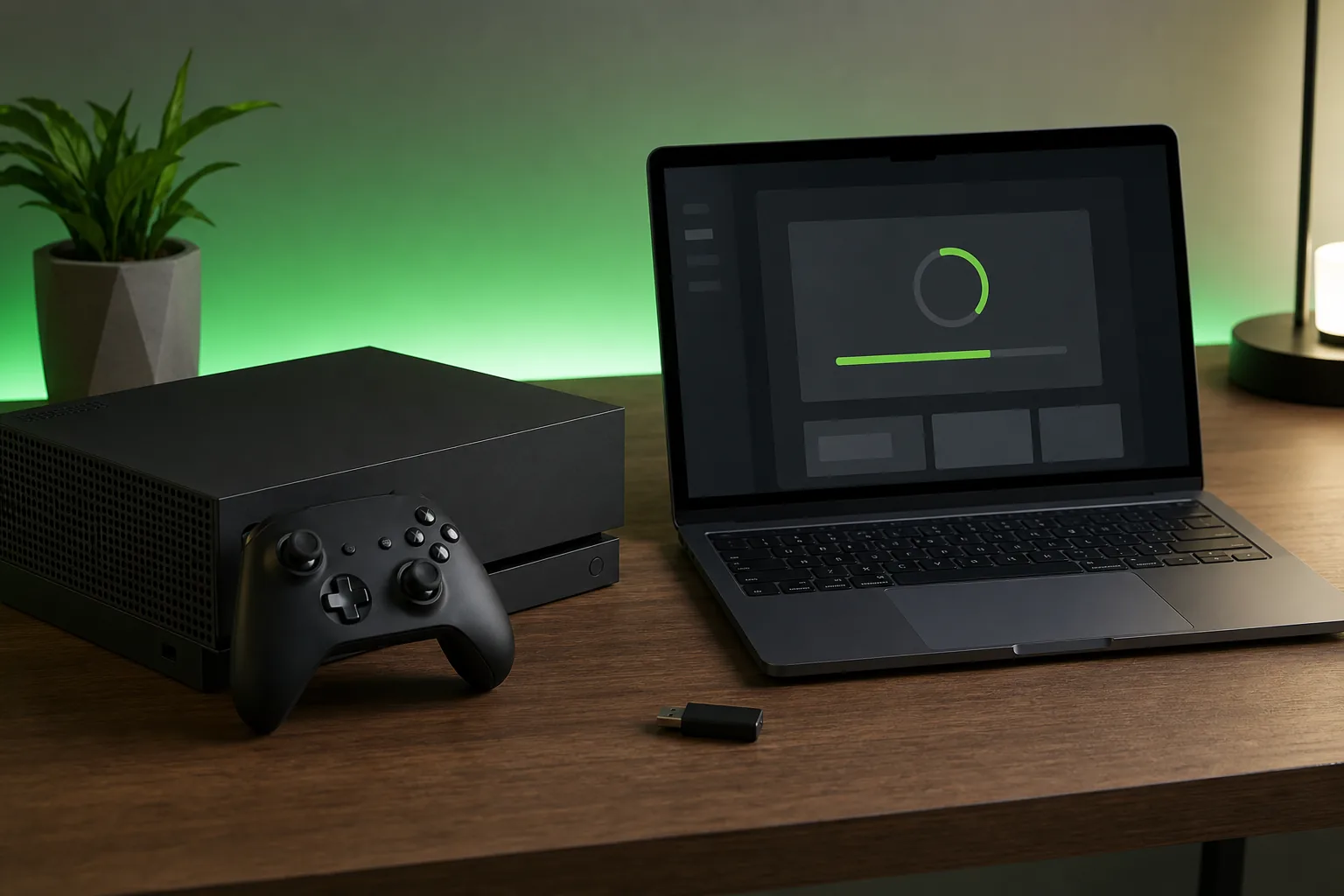 Xbox offline system update preparation with console, computer and USB drive